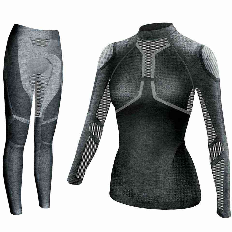 Conjunto de ropa interior térmica para mujer: camisas ajustadas de compresión de función de secado rápido, trajes ajustados