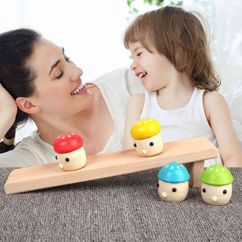 Tömörfa gyerek puzzle, montessori kisgyermekkori baba játék, gomba csúszda csecsemő gyakorlati asztali játékok