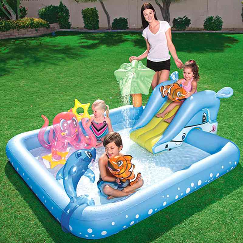 Detské tobogany vodné nafukovačky, vonkajšie záhradné bazény hračka