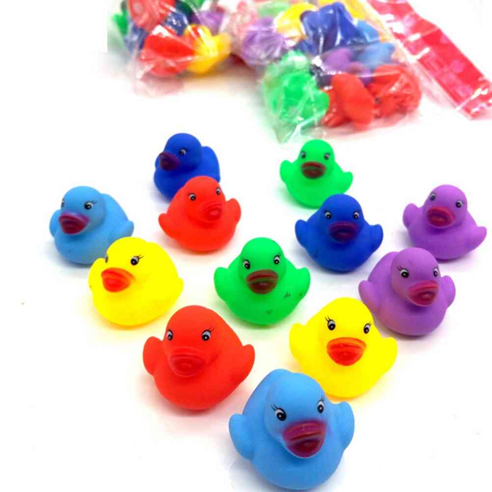 12stk Babybad Vannbasseng Morsomme leker for jenter / guttegaver - Kawaii Mini Fargerik Gummifloat Squeaky Sound Duck Bath Toy -