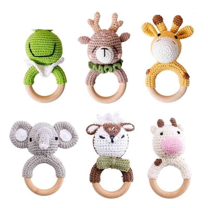 Baby Teether Safe Wooden, Mobile Pram Crib Ring Diy Crochet Rattle Soother Bracelet