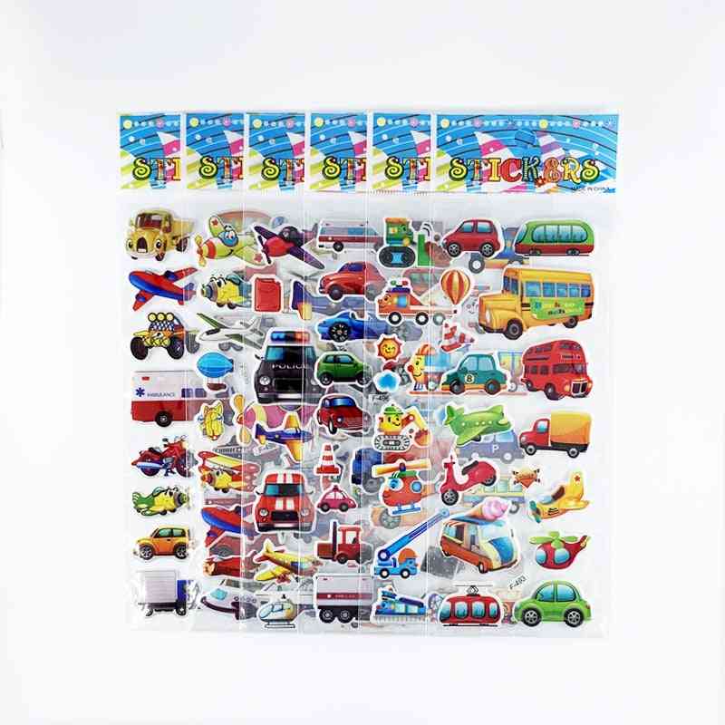 Konstruktion fordon flygplan stil 3d tecknade klistermärken leksaker för barn klippbok trafik klistermärke gåva (12 ark)
