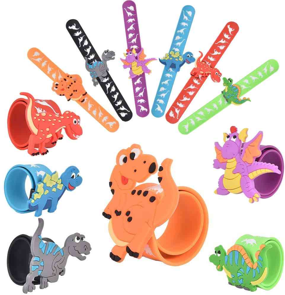 Braceletes de silicone com tapa de dinossauro - brinquedos para crianças (22 x 3 cm)