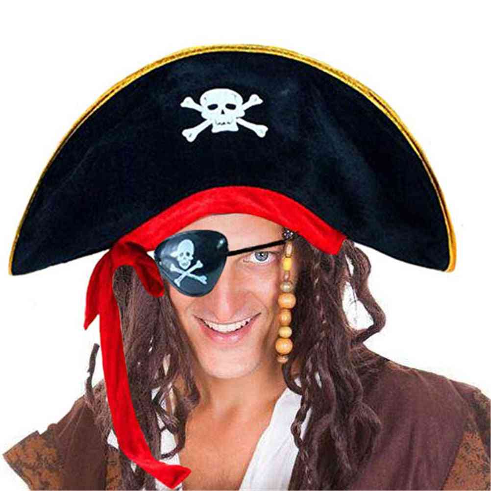 Classica stampa scheletro, cappello da capitano pirata per festa di halloween o regalo per bambini (48 * 19 cm / 18,89 * 7,48 pollici (circa))