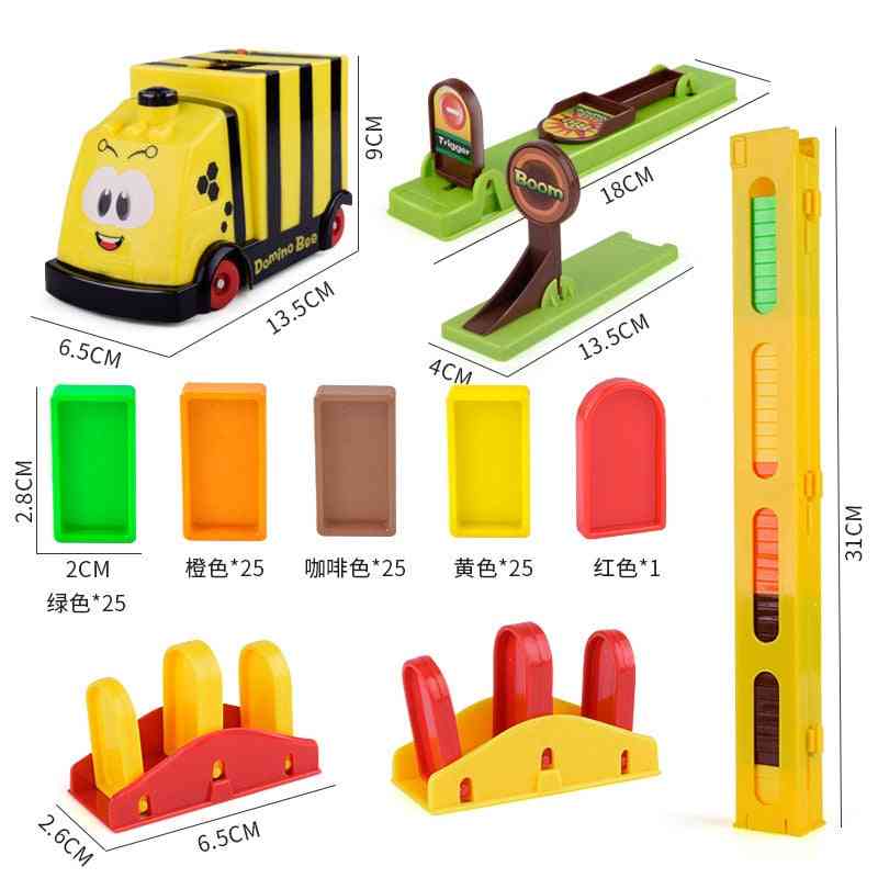 100 st färg domino block leksak - tåg automatisk licensiering murning barn pedagogiska leksaker, pojke domino byggstenar gåvor - ingen låda-200006151