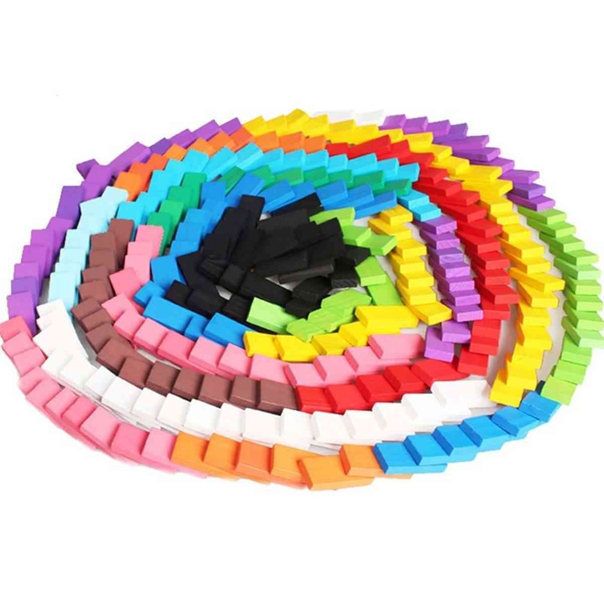 120 sztuk Domino Drewniane zabawki dla dzieci-kolorowe zestawy klocków domino wczesna nauka gry domino, zabawki edukacyjne dla dzieci -