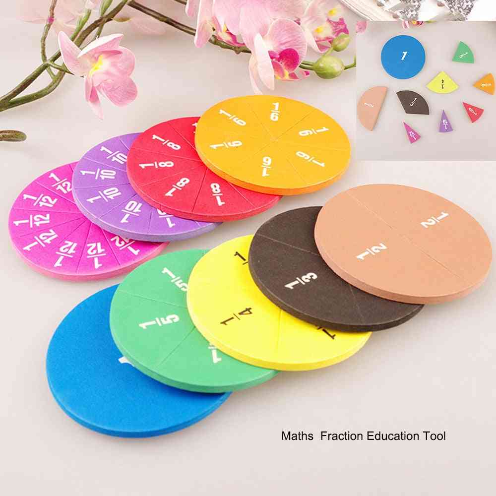 Outil d'enseignement des mathématiques de fractions numérotées circulaires, jouets éducatifs montessori d'instrument de forme ronde eva (multicolore)