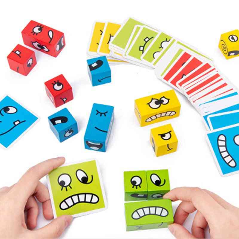 Expression Puzzle-wooden Face Changing Building Blocks