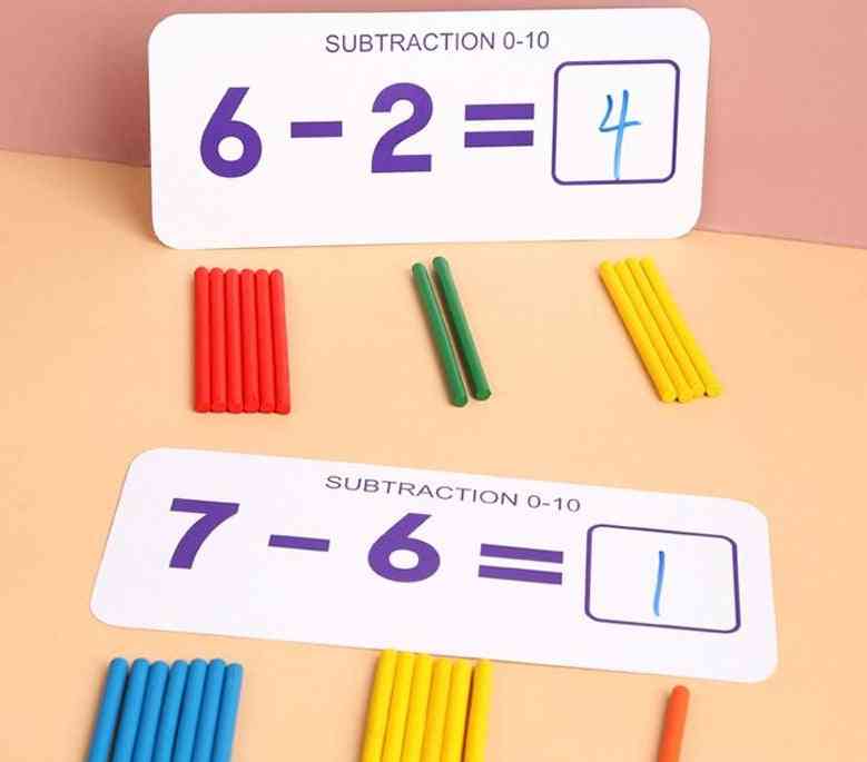 Montessori matematică copii jucării educaționale timpurii, numărând autocolant din lemn număr cognitiv cadou de ziua de naștere (shu zi)