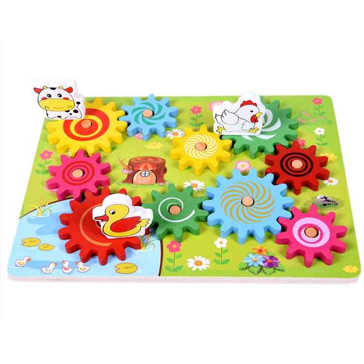 Animal Design Gear-rotary Combination Game,  Wooden Puzzle