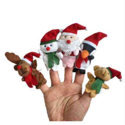 Jul santa claus, vänner finger plysch gynnar dockor, finger dockor leksaker för pojkar, flickor