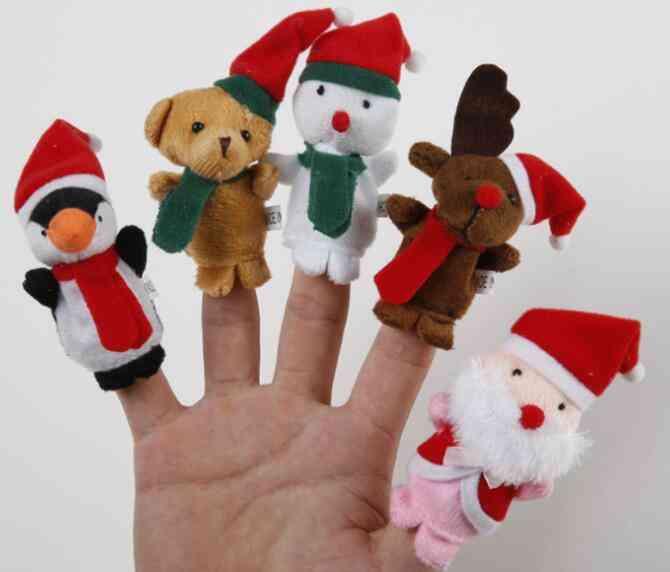 Crăciun Moș Crăciun, prieteni degetul păpuși favoare de pluș, marionete deget jucării pentru băieți, fete