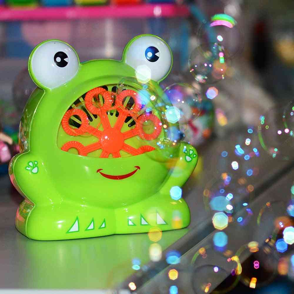 Ametralladora automática de la burbuja de la rana linda, juguete al aire libre del niño del soplador de jabón