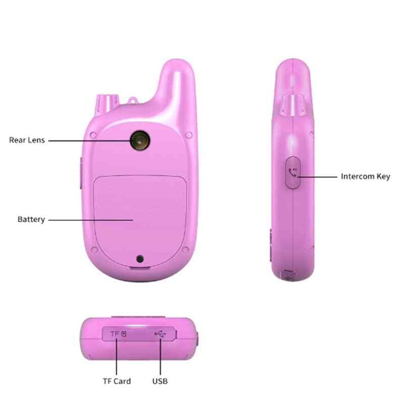 Mini walkie talkie para niños con pantalla ips de 2.0 pulgadas, cámara, reproductor de música mp3 (6.5 * 2.4 * 12.5cm) - azul