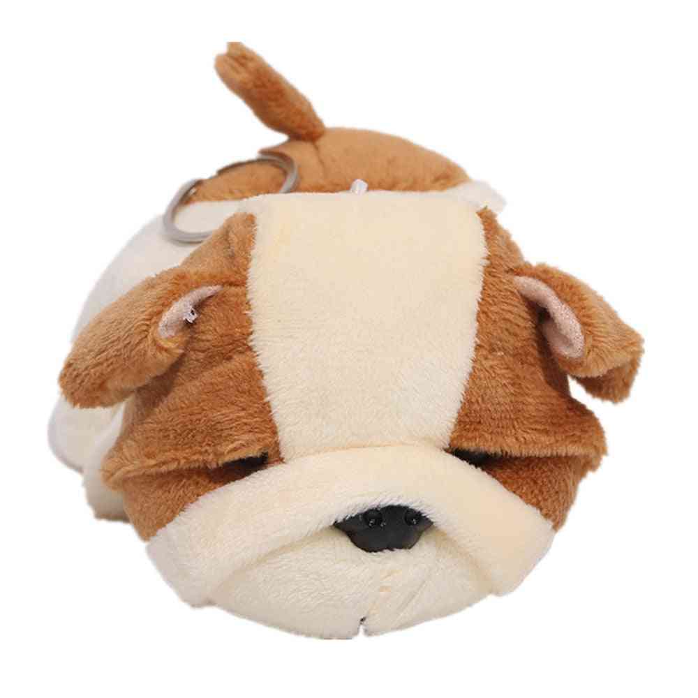 11 cm hond pluche knuffel, dierenpop zachte sleutelhanger speelgoed cadeau - grijs