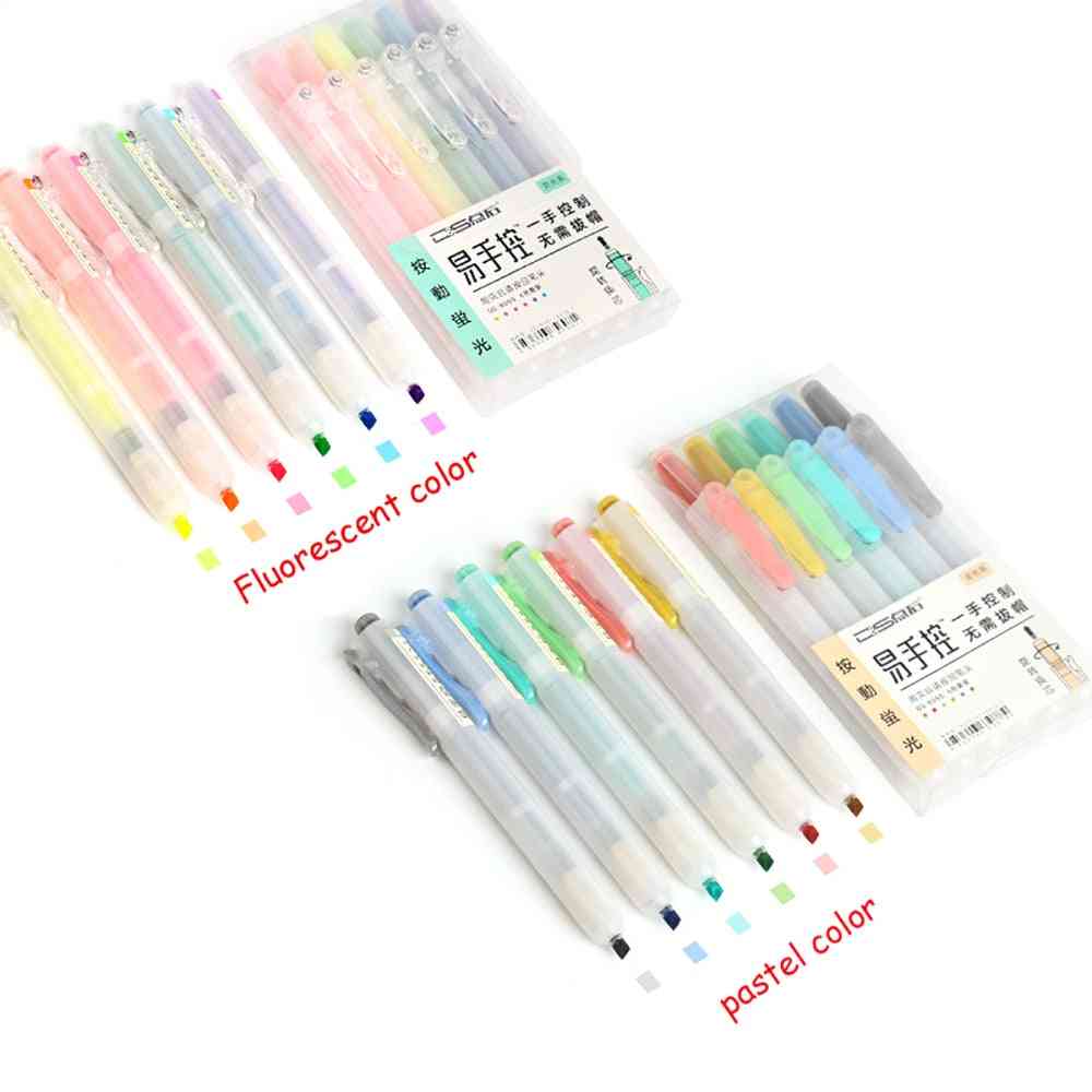 Retractable And Refillable Highlighter Marker Pen