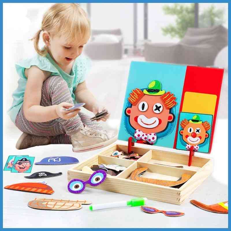 Magnetic 3d Puzzle Montessori Educational Wooden, Tangram Jigsaw Shapes Puzzle Box For