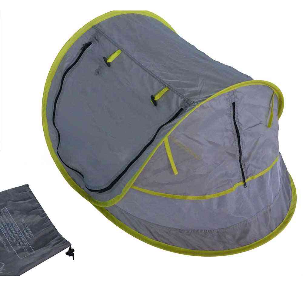 Lit de bébé portable en maille entourant le lit de voyage, tente de plage avec protection UV (vert) -