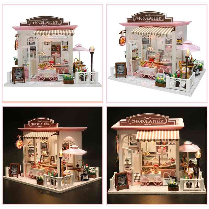 Mini Doll House Miniature Diy Wooden Choclate Store