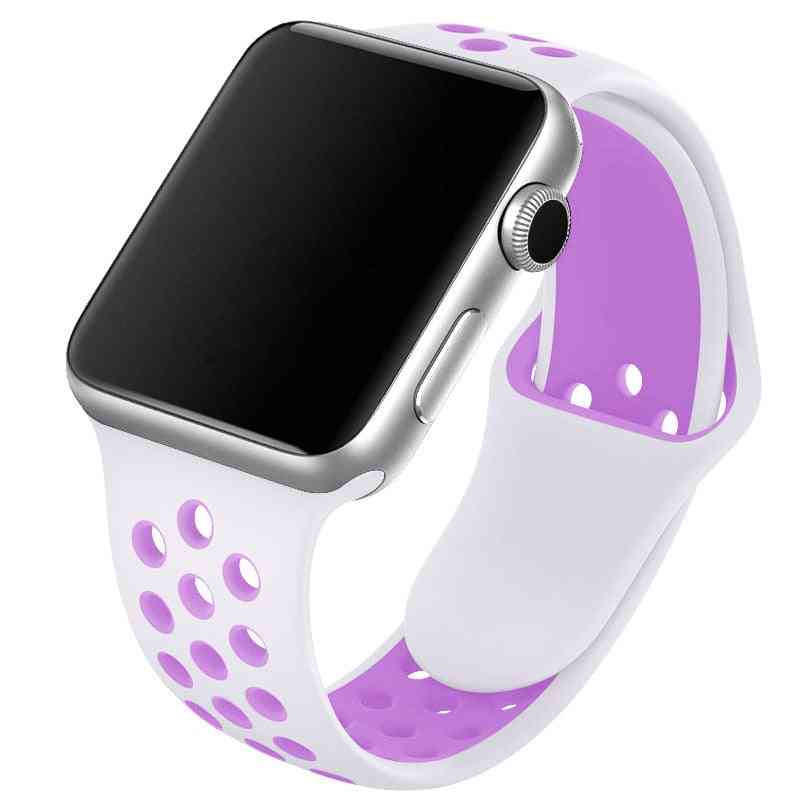 Silicone Wristband Suitable For Apple Watch-breathable Bracelet (set-15)