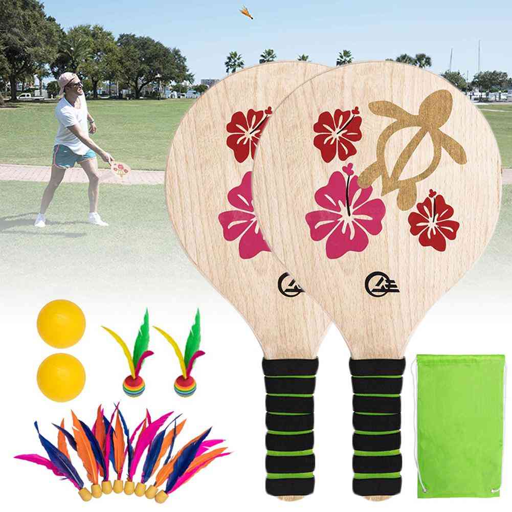Beach paddle badminton-raquette jeu de badminton intérieur et extérieur pour enfants adolescents (marron)