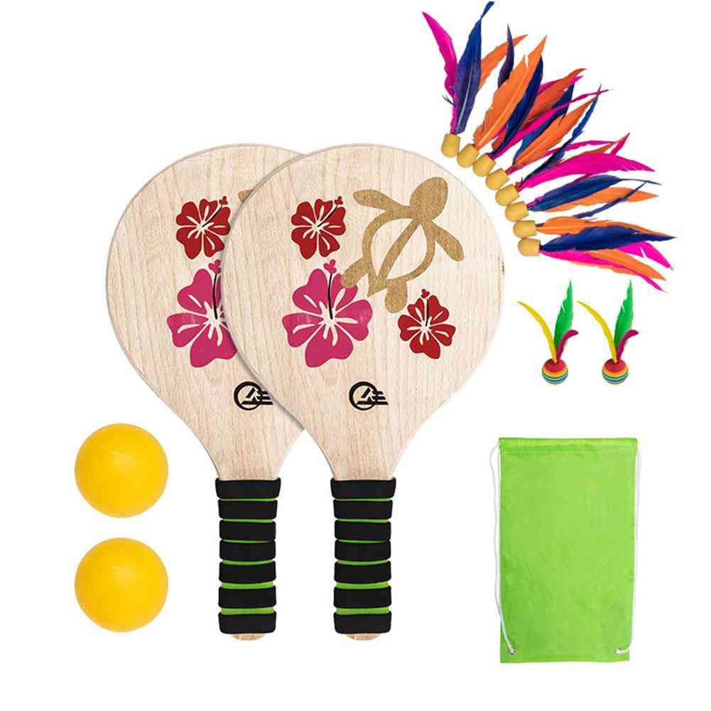 Beach paddle badminton-racket juego de bádminton para interiores y exteriores para niños adolescentes (marrón)