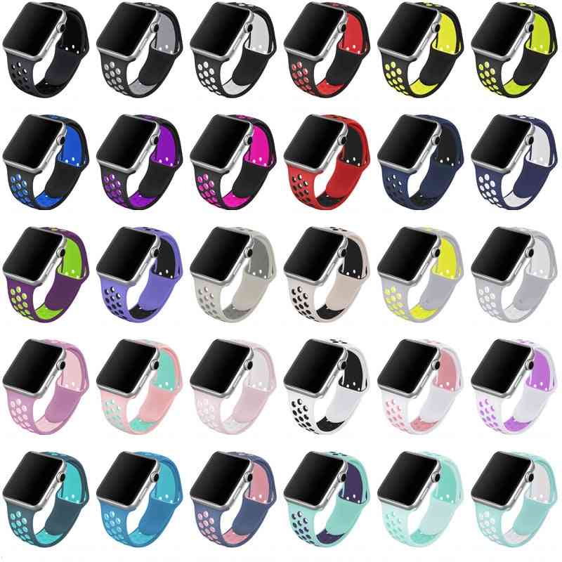 Silicone Wristband Suitable For Apple Watch-breathable Bracelet (set-9)