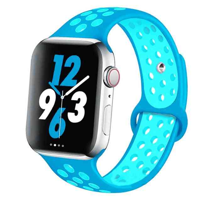 Silicone Wristband Suitable For Apple Watch-breathable Bracelet (set-5)