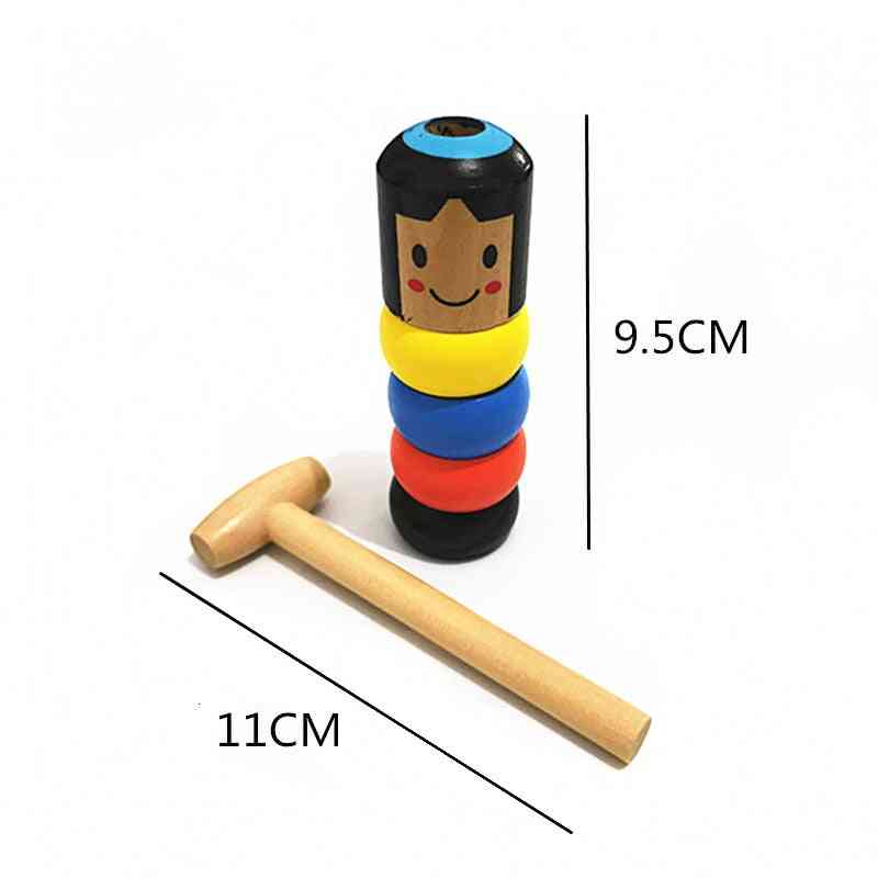 Immovable Tumbler Magic Stubborn Wood Man Toy, Unbreakable Tricks Close-up Stage