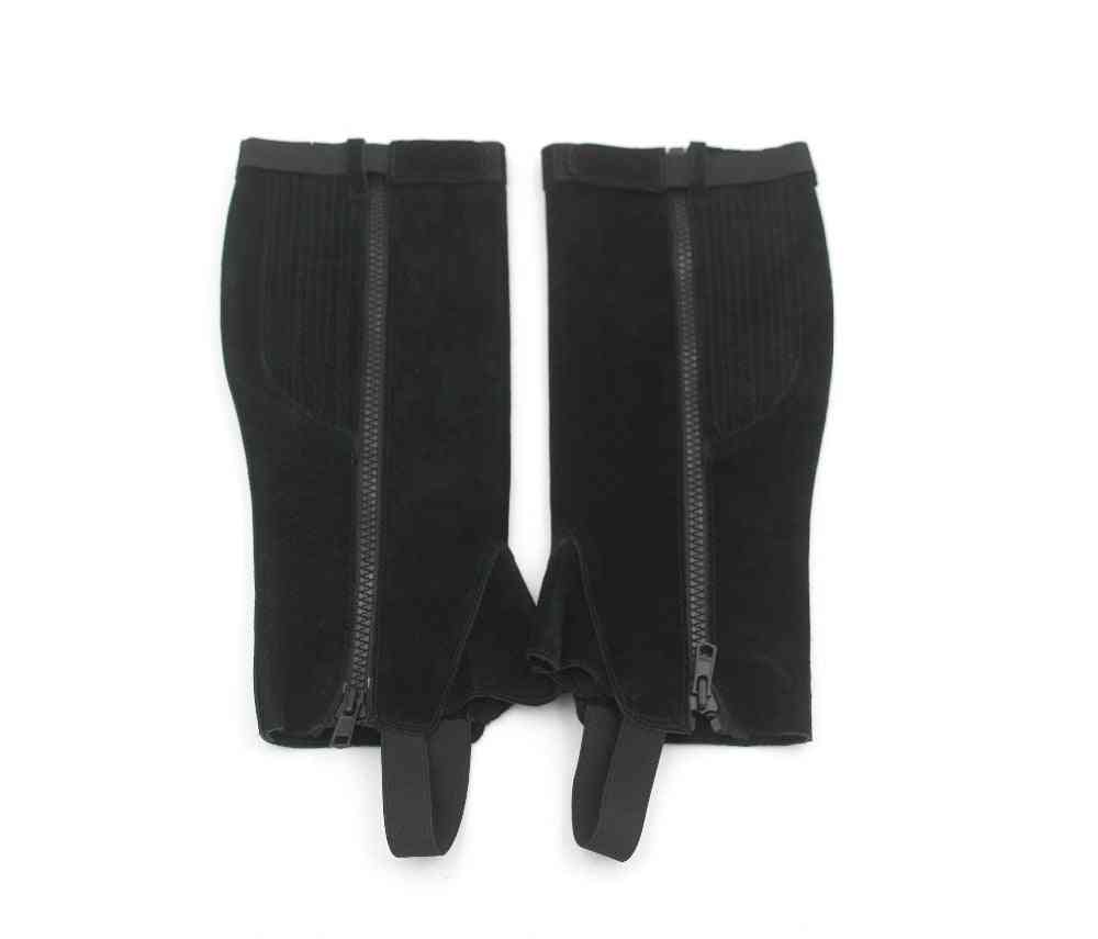 Horse Riding Half Chaps Suede Leather Equestrian Body Protector Equipment - Genuine Leather Saddle Chaps