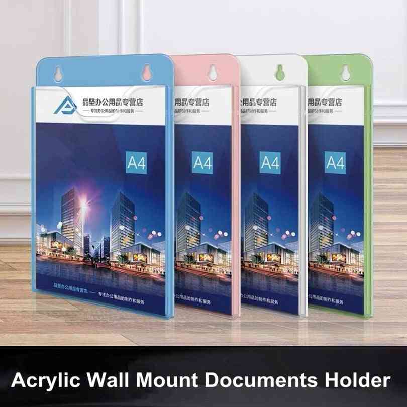 A4 Wall Mount Sign Holder, Display Frame File Literature Pocket