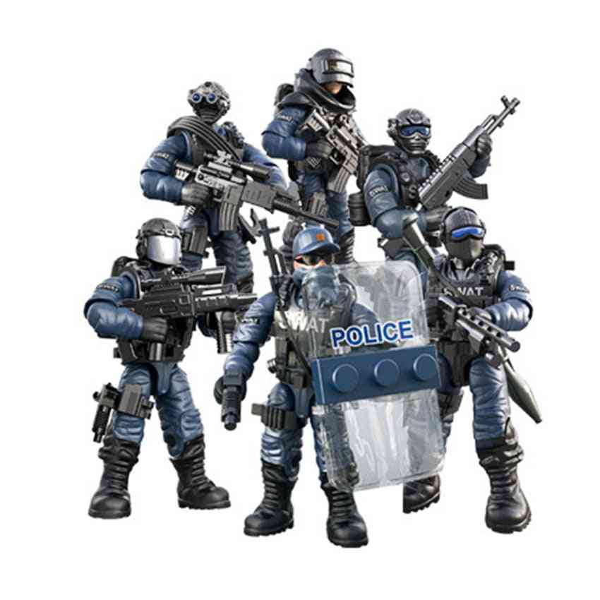 Sada mini vojáků, speciální policejní figurky se stavebnicemi