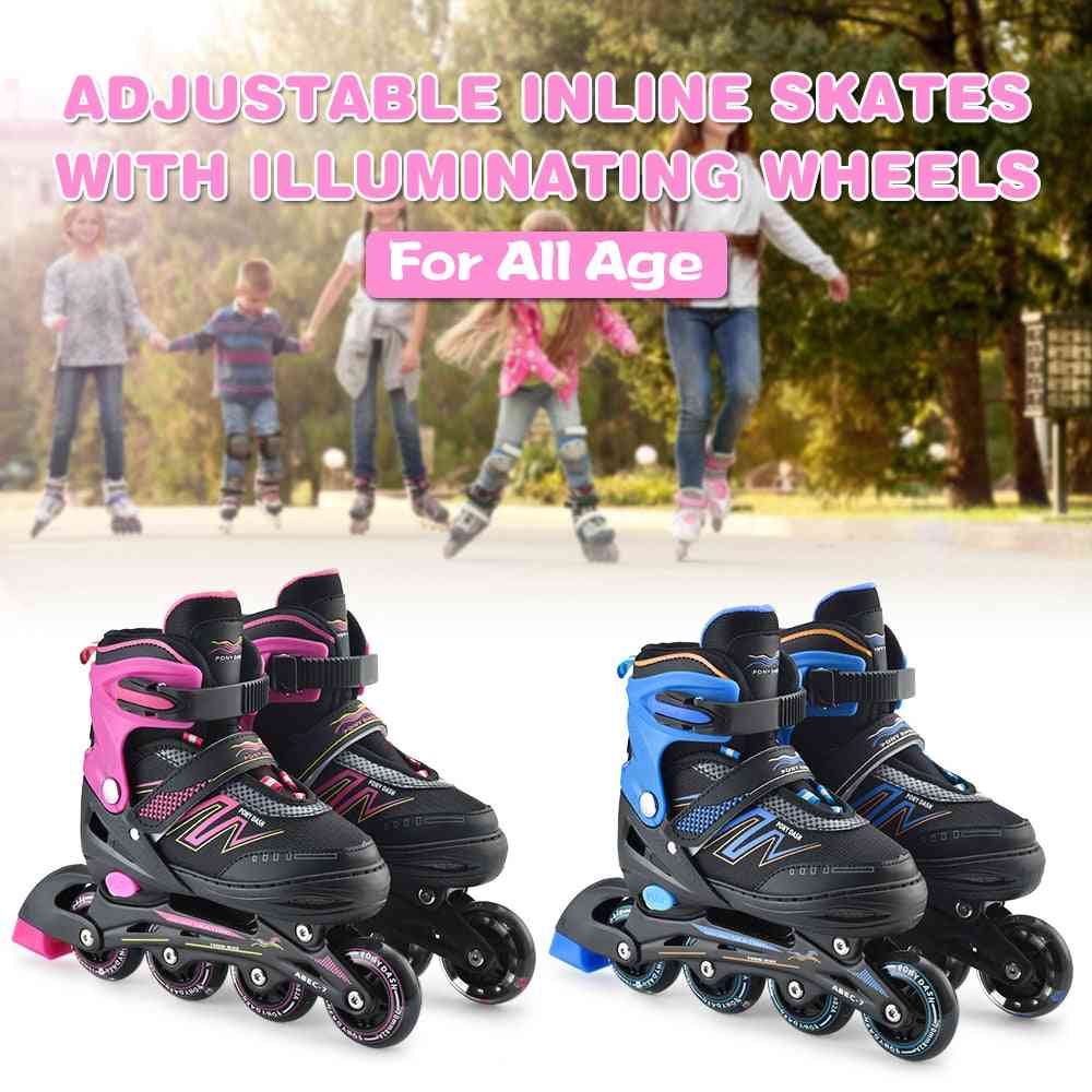 Inline Roller Skates- Adjustable Rollerblades Illuminating Wheels