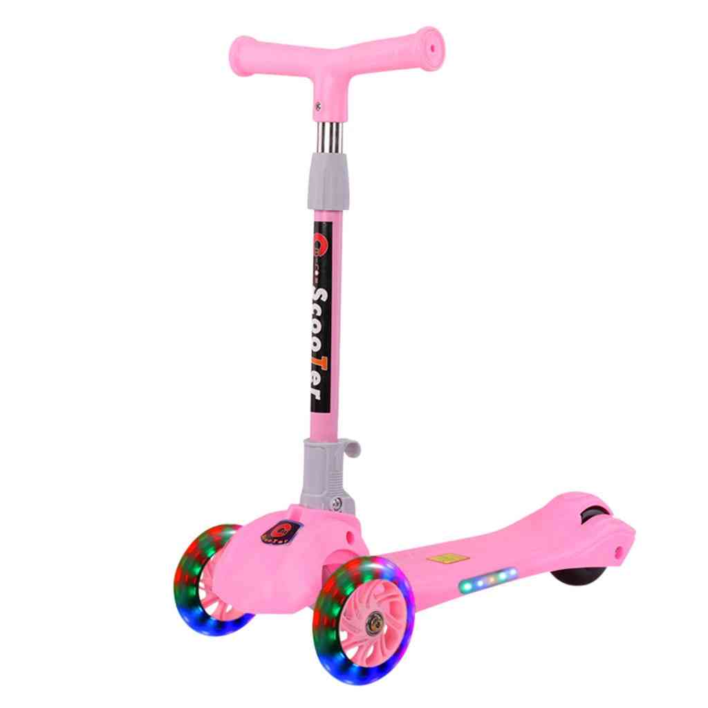 Hopfällbar sparkcykel justerbart T-bar styr med LED-ljus skateboard för utomhus leksak för barn