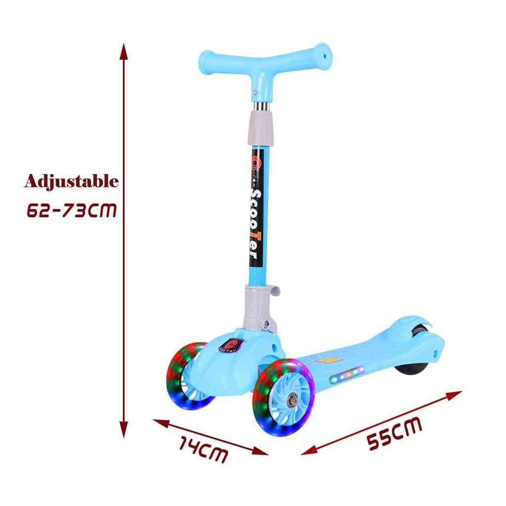 Hopfällbar sparkcykel justerbart T-bar styr med LED-ljus skateboard för utomhus leksak för barn