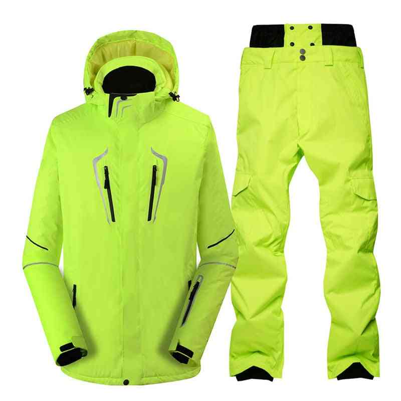 Men Snow Suit, Winter Outdoor Snowboarding Waterproof Ski Jackets & Pants