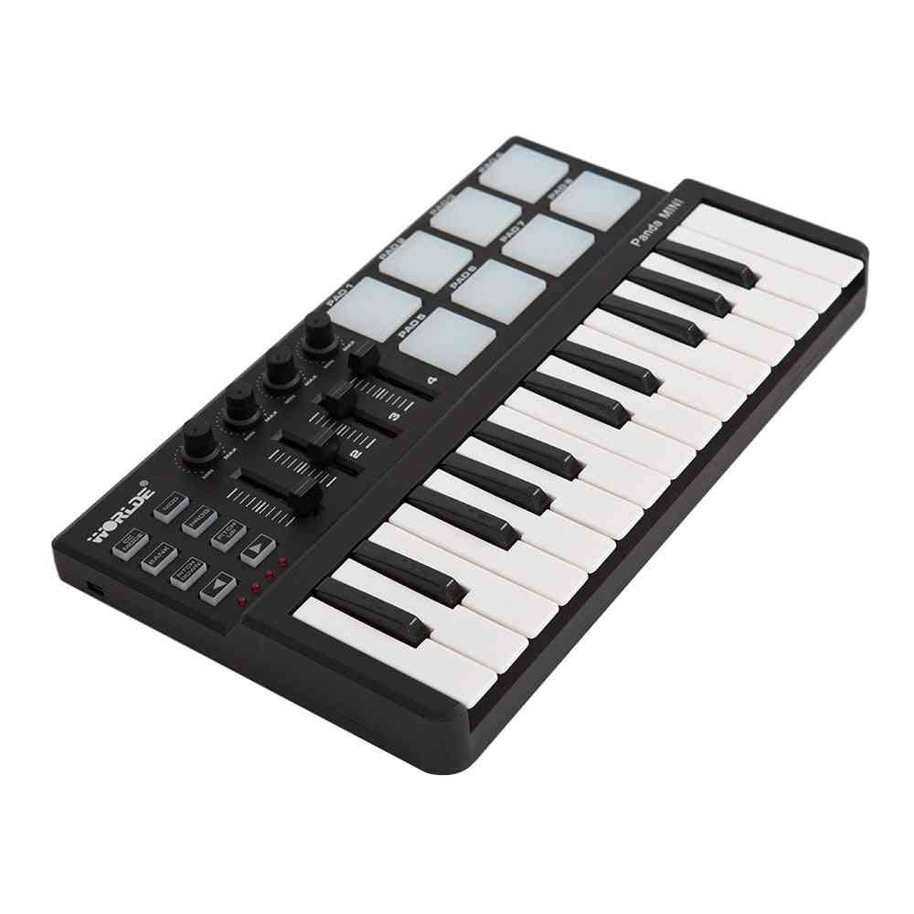 25-key Panda Midi Keyboard, Portable Mini Usb And Drum Pad Midi Controller