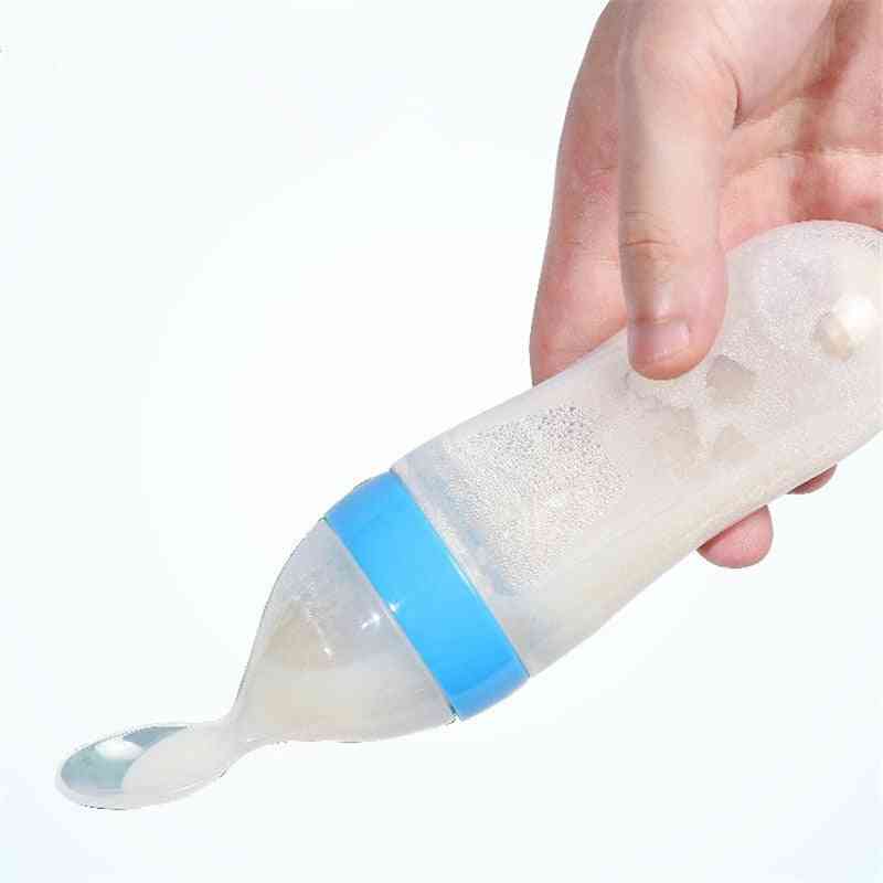 Silikonowa butelka do wyciskania z dołączoną łyżeczką do karmienia niemowląt
