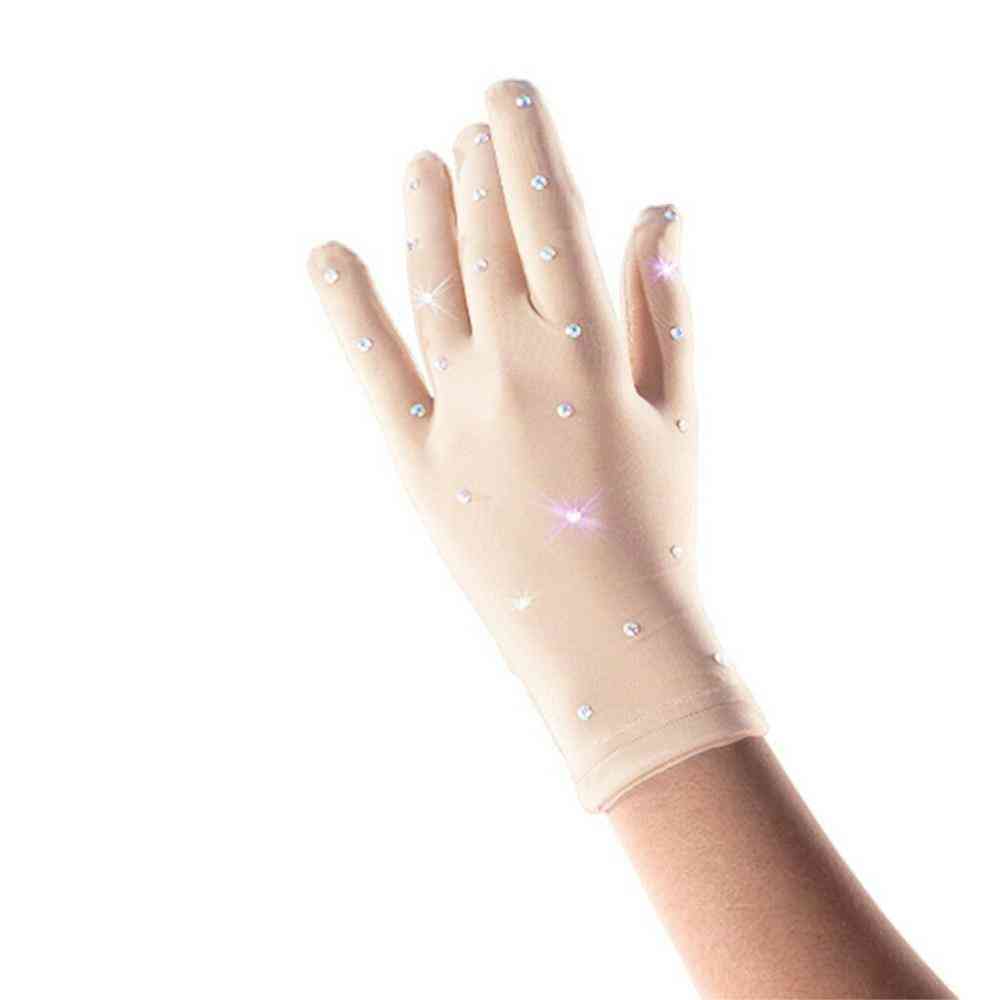 Performance Gloves With Rhinestones For Competition Show