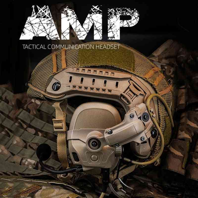 Tactical Amp Headset & Connecting Helmet Rail Adapter