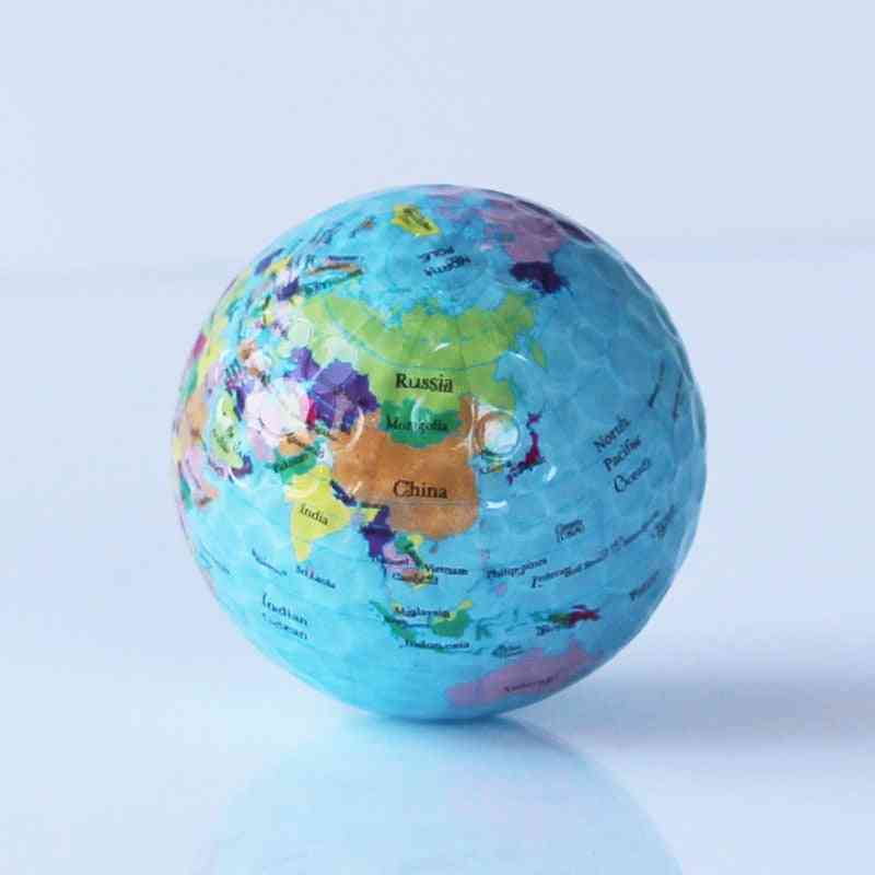Globe Map Print Earth Golf Ball- Indoor / Outdoor Beginner Practice Training Tool