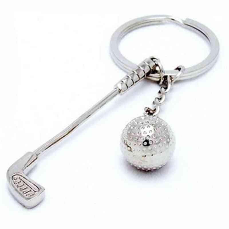 Beautiful Alloy Golf Club Ball Key Ring For Bag / Purse Pendant Decoration