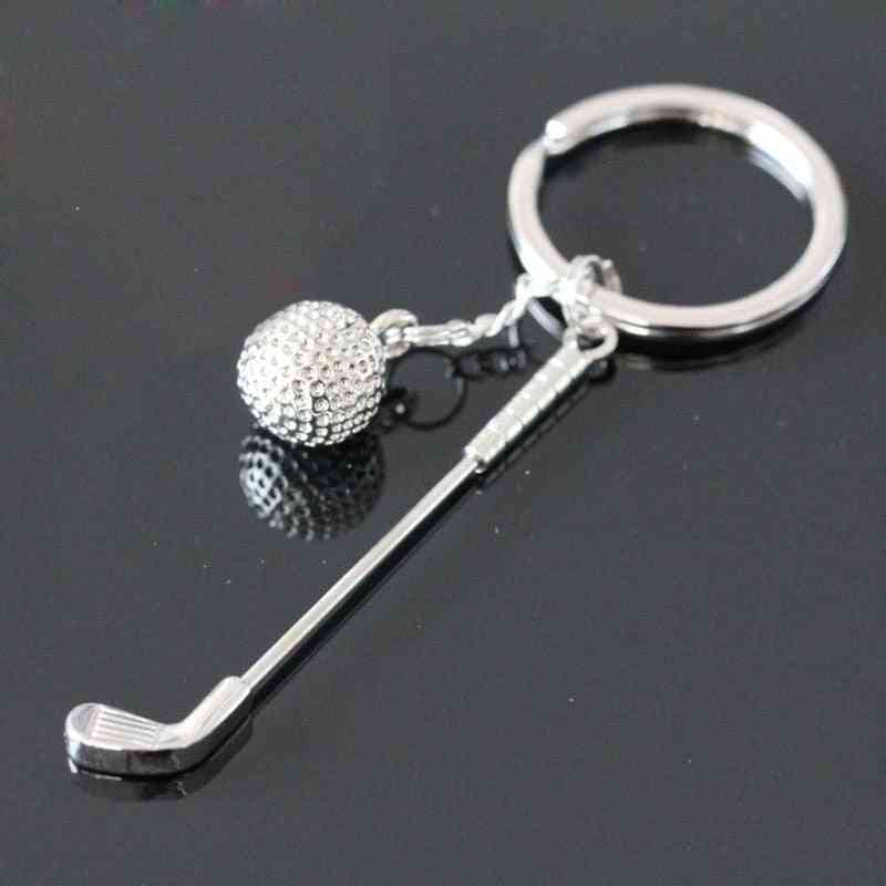 Beautiful Alloy Golf Club Ball Key Ring For Bag / Purse Pendant Decoration