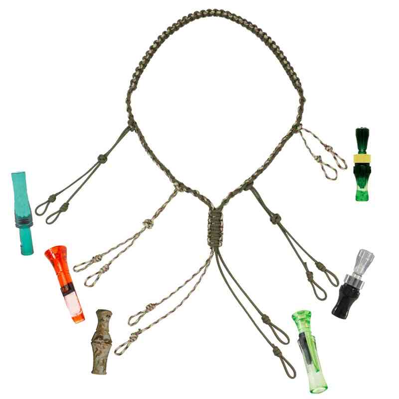 Hunting Duck Call Lanyard Cord Hunter Game Rope, Adjustable Loops Wild Bird Whistle Sling