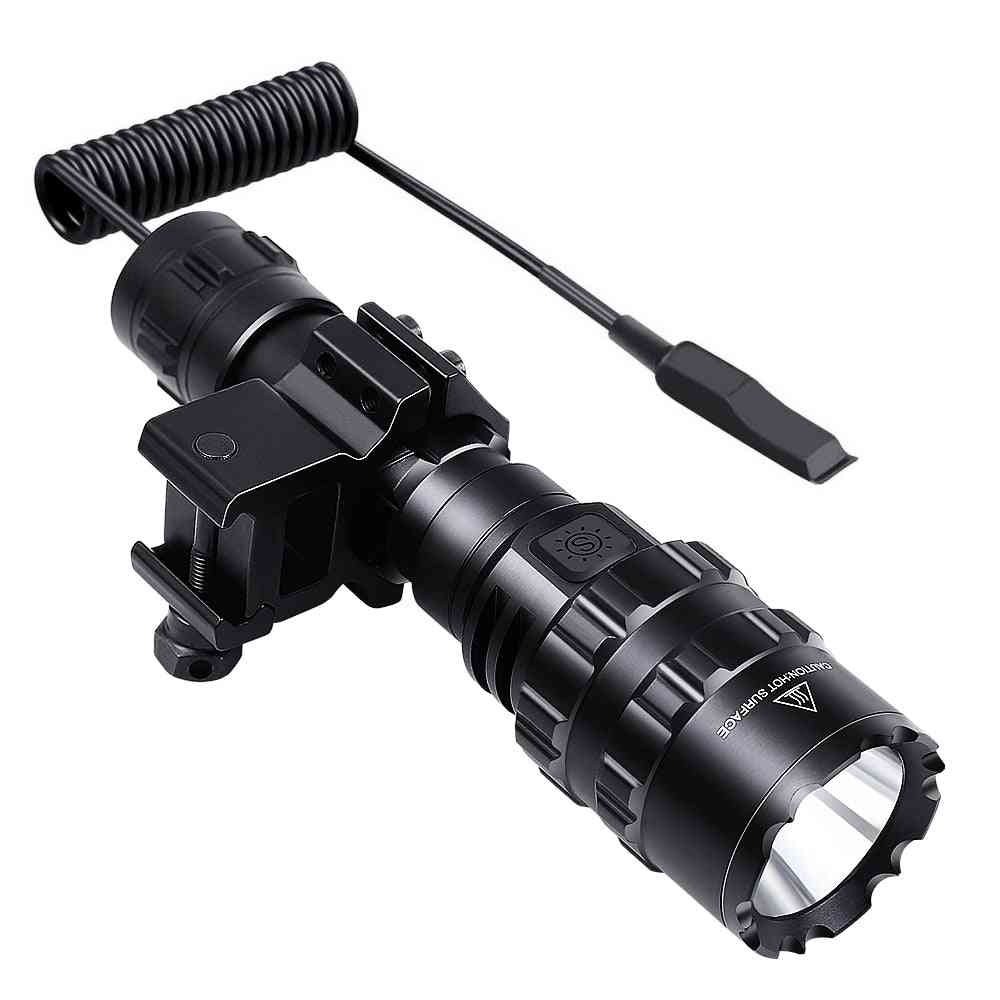 Tactical Lumen With Flashlight Mount Clip + Rechargeable Battery + Remote Switch Outdoor Hunting Weapon Light
