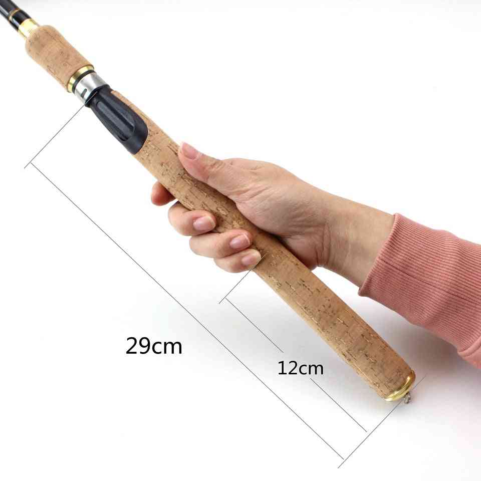 Telescopic Spinning Casting Fishing Rod With Wooden Handle