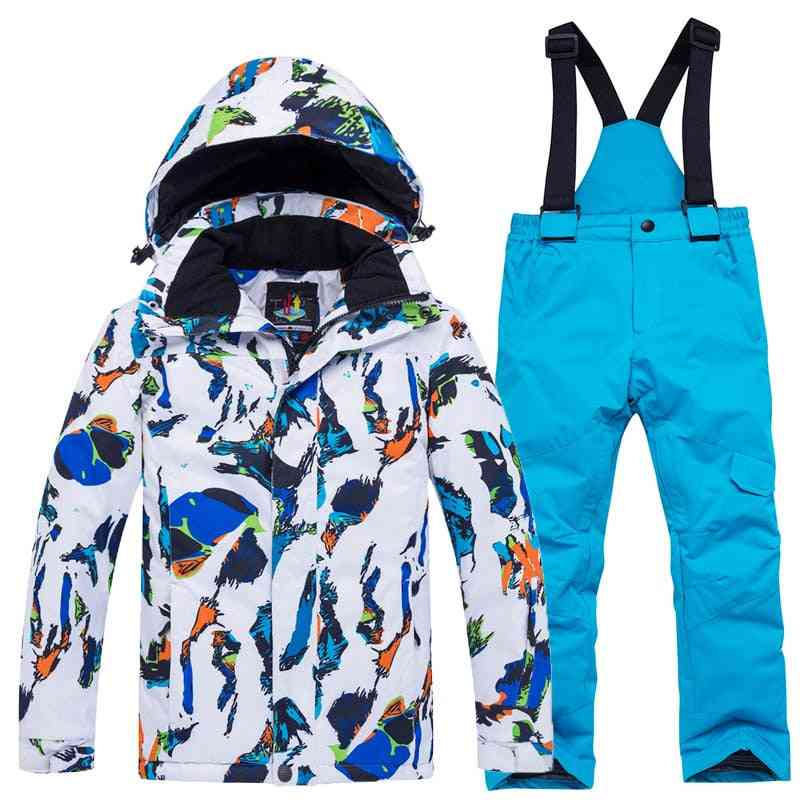 Enfants hiver, combinaison de ski imperméable avec veste et pantalon avec sangle