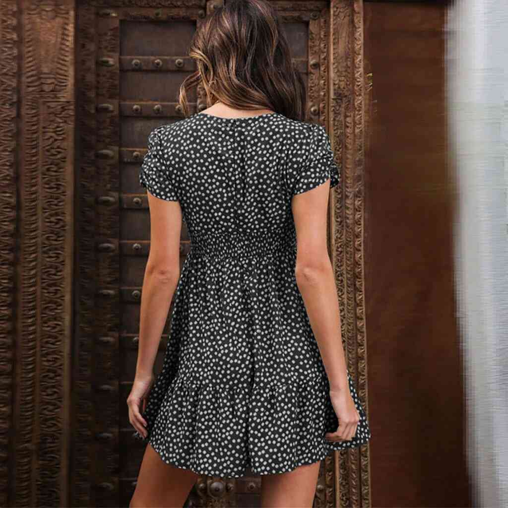 Women's Doted Print Casual Mini Sexy Dress