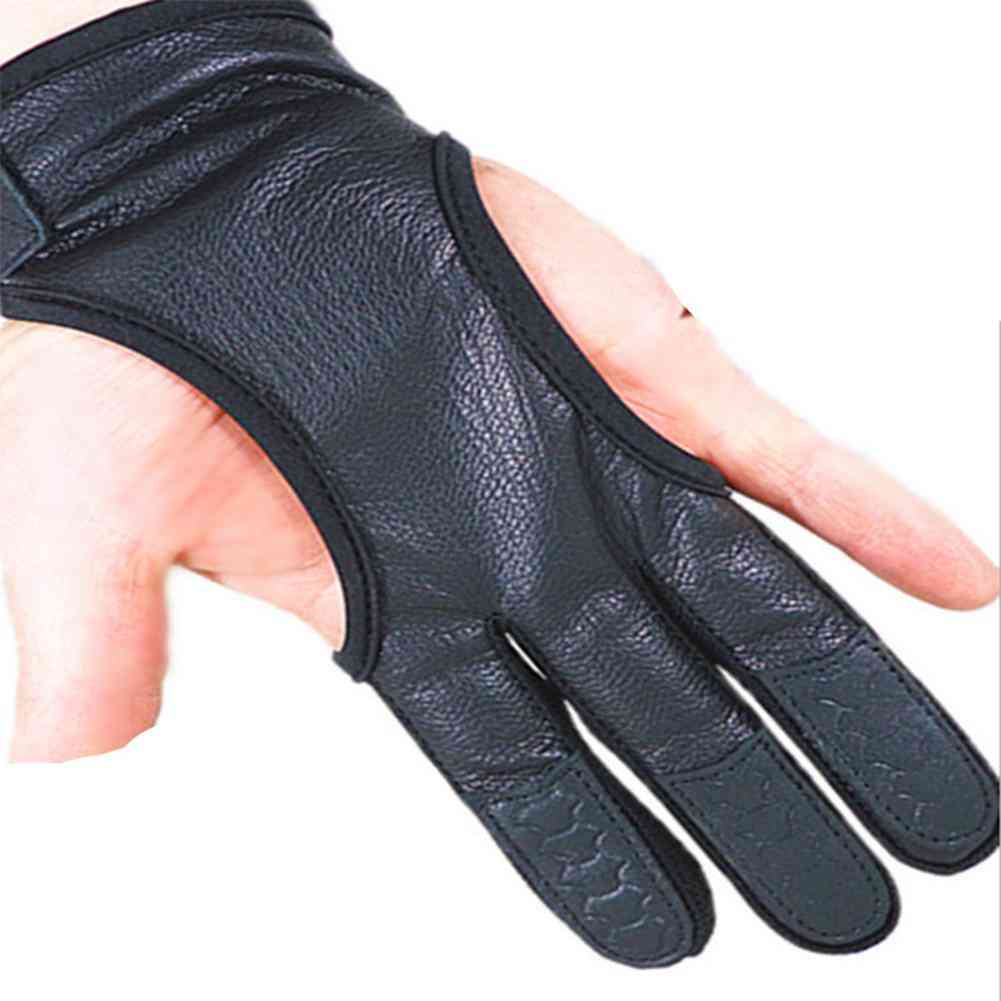 Professionellt bågskytte läder, 3-fingerade handskar, skyddande handskydd för jakt