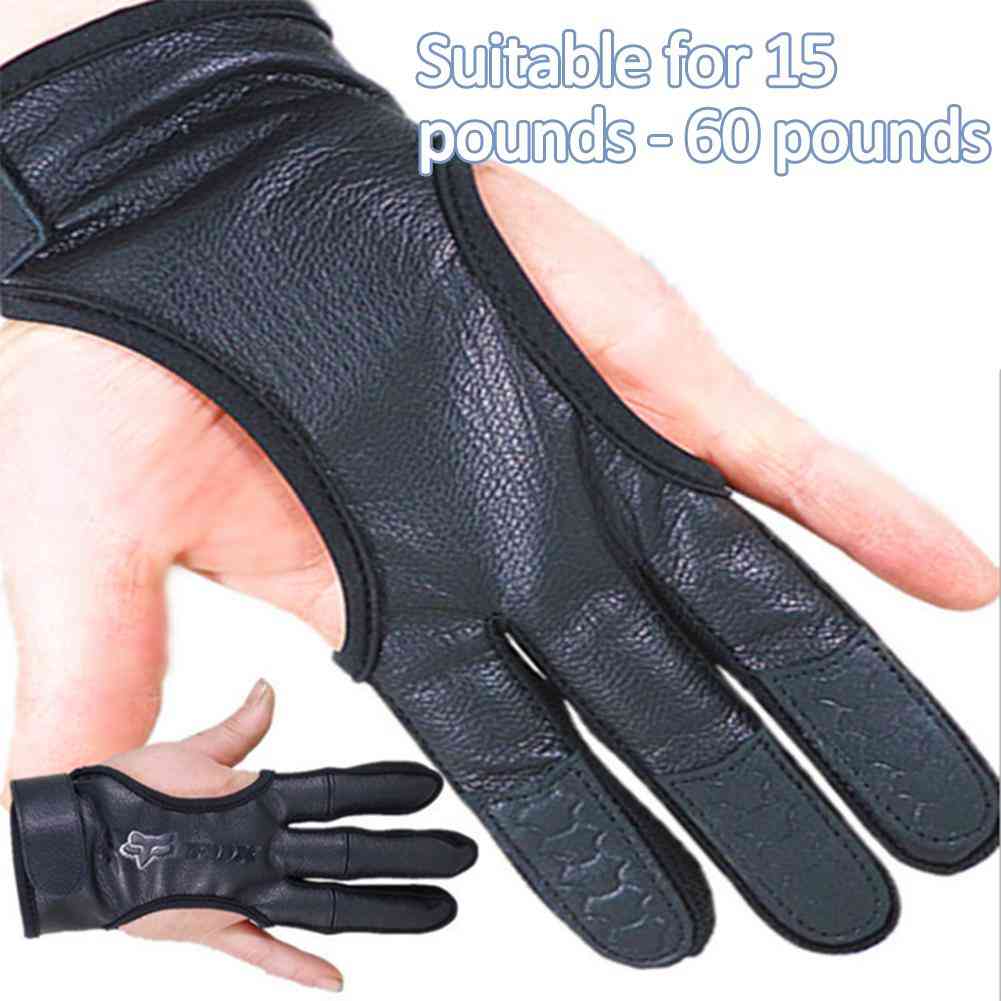 Cuero de tiro con arco profesional, guantes de 3 dedos, protector de mano para la caza